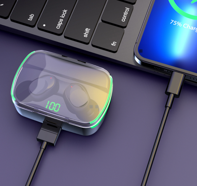 New Trend Power Bank Support Charging Phone Tws Stereo Wireless Bt5.3 Gaming Tws Earphone Headphone M60 LED Earbuds