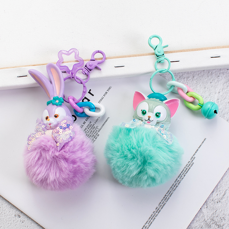 Брелок xinxing с милым меховым шариком, помпоном, бантом, Кроликом, медведем, сделай сам, дизайнерский брелок ручной работы, кольцо для ключей, детская игрушка, подарок, 3D мультяшный брелок