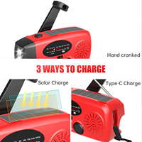 XSY-088 Mini radio solaire portable d'urgence 2000mAh avec manivelle, chargeur de téléphone, lampe torche LED, fonction SOS, batterie externe