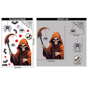 AYOYO nuevo murciélago calabaza vidrio pegatinas araña Halloween ventana decoración muerte bruja estática ventana pegatinas - Product Image 5