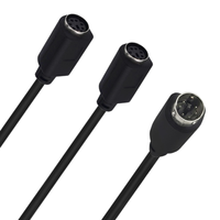 Adaptateur Répartiteur en Y PVC pour Alimentation Coaxiale et Transmission de Signal, Mini DIN 8 broches Mâle vers Double Mini DIN Femelle pour Haut-parleur et Moniteur