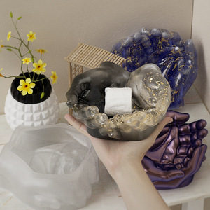 <span class=keywords><strong>Moule</strong></span> en silicone Tweller pour boîte de rangement, cendrier, pot de fleurs, en résine époxy, plâtre, béton, gypse, pour projets DIY, avec motif mains croisées - Product Image 6
