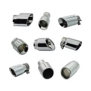 60mm 63mm 70mm 76mm inlet size 304 stainless stainless exhaust tips rolled angle black chrome universal exhaust muffler