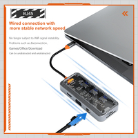 Hub USB de Aluminio, Hub USB Tipo C 3.0, Adaptador Multifunción 10 en 1 para Macbook Pro, iPad, Matebook, Estado OEM, Tarjeta de Carga ABS