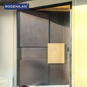 Puerta Principal Moderna de Aluminio Rogenilan, Puerta de Entrada Grande de Aluminio Fundido, Diseño de Doble Cara, Puertas de Seguridad - Product Image 2