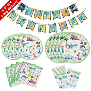 Fournitures fête d'<span class=keywords><strong>anniversaire</strong></span> sur le thème des dinosaures, banderole, assiettes en papier, tasses, <span class=keywords><strong>vaisselle</strong></span> de table pour enfants - Product Image 1
