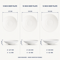 Lot de Plats Profonds en Porcelaine Blanche – Assiettes Rondes pour Pâtes de 9, 10 et 12 Pouces pour Hôtels et Restaurants – Vaisselle Personnalisable avec Logo