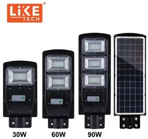 LikeTech led灯30w 60w 90w 120w室外灯照明防水IP65运动传感器所有在一个太阳能路灯