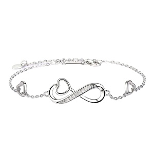SPJ Manufacturer S925 Sterling Silver <b>Infinity</b> Heart <b>Bracelet</b> Double Heart 5A Cubic Zirconia Fine Jewelry for Women Jewelry - Product Image 1