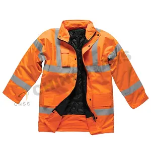 Hi-viz custom fluorescent windproof workwear warning winter safety jackets with reflective tape