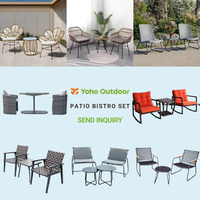 Ensemble de meubles de restaurant en plastique pour 2 personnes, table et chaises bistrot 3 pièces, pour terrasse extérieure, bord de piscine, jardin, balcon