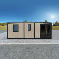 Maison préfabriquée moderne extensible à double aile, panneaux sandwich, 2 chambres, salon, salle de bain, maison modulaire compacte