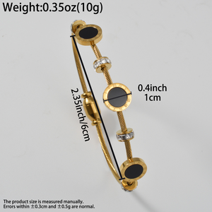 Bracelet magnétique premium en acier inoxydable doré poli, double coque, cadran torsadé, perles carrées en zircon, anti-rayures - Product Image 6