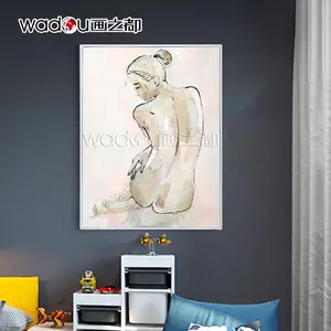 Nude Women Printed Canvas Framed Art Canvas Printing With Gel And Glitter Home Decoration Custom Naked Painting Wall Art