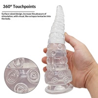 Plug anal en silicone transparent en forme de pieuvre, pour le plaisir, disponible en tailles grande, moyenne et petite, avec perles de traction pour stimulation anale, dilatateur anal en forme de fleur, jouet sexuel