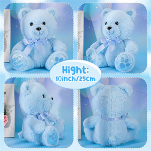 <span class=keywords><strong>Orsacchiotto</strong></span> Morbido Blu Pastello con Fiocco in Raso, Simpatico Peluche per Regalo di Nascita, Compleanno Bambini, Souvenir - Product Image 3