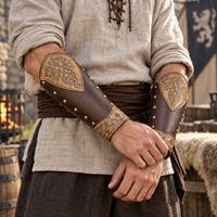 Protège-poignet style viking nordique avec tête de loup en relief, accessoire de costume de scène COSPLAY style chevalier médiéval