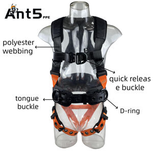 ANT5PPE ヘビーデューティー4点式安全帯 ANSIアメリカ規格安全ハーネス アルミDリングとクイックリリースバックル付き - Product Image 2