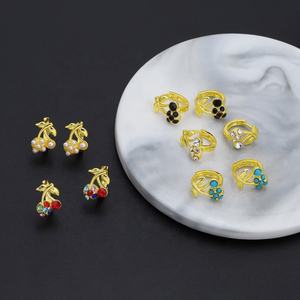 JXX Hot Sale Women Brass <b>Jewelry</b> Cherry Style Fashion <b>Jewelry</b> Earrings Brass Colorful Cz Hoop Earrings Huggie - Product Image 1