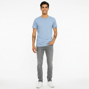 เสื้อยืดพิมพ์ลายดิจิทัลคุณภาพสูง ผ้าฝ้าย 100% สำหรับผู้ชาย สีฟ้า - Product Image 1