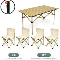 Tables et chaises pliantes d'extérieur, durables, légères, en alliage d'aluminium, coussin imperméable, tables de jardin de style campagnard pour le camping et les pique-niques