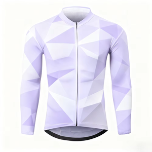 Geometric Pattern Printed Lightweight Customized Long Sleeve Multi <b>Pocket</b> <b>Bike</b> Jersey Cycling Clothing for Outdoor Biking Events - Product Image 1