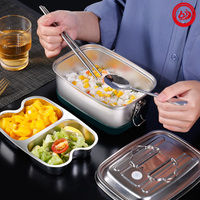 Grande taille 304 acier inoxydable Tiffin Bento boîte à lunch Double couche compartiment divisé enfant poignée micro-ondes Camping en plein air