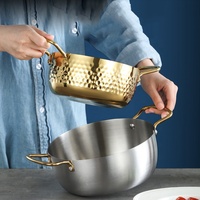 Pot de soupe coréen d'acier inoxydable avec le pot de nouilles de poignée
