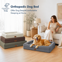 Lit orthopédique pour chien avec soutien complet, imperméable, motif dessin animé, moderne, mousse alvéolée, housse amovible, canapé pour animaux de compagnie