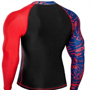 Tenue de combat personnalisée unisexe de haute qualité pour grappling NO Gi MMA Arts martiaux Jiu Jitsu, Rashguard à manches longues noir et camouflage rouge pour adultes - Product Image 1