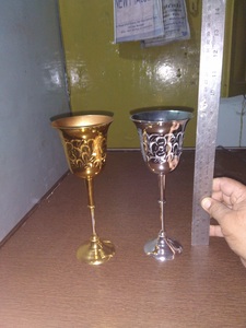 Traditional Handmade Brass <b>Wine</b> <b>Goblet</b> Engraved Chalice Vintage Metal Cup Antique Drinking Glass Barware Wedding Decor - Product Image 2