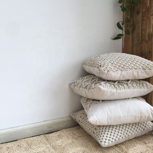 Op Voorraad Plain Bohemian 100% Katoen Haak Handgemaakte Gebreide Kussenhoezen Voor Sofa Patio Decoratie - Product Image 3