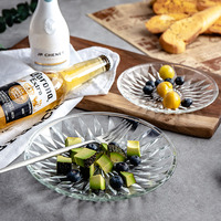 Vaisselle transparente minimaliste moderne en gros d'usine assiette de chargeur de fruits de salade en verre d'affaires