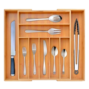 Organizzatore per Cassetti <span class=keywords><strong>in</strong></span> Bambù, Scatola per Posate da Cucina, Contenitore <span class=keywords><strong>in</strong></span> Acciaio per Catering, Porta Biancheria Intima - Product Image 1