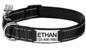 Collar de nailon para mascotas con placa de identificación grabada de alta calidad ajustable antipérdida colorida - Product Image 5