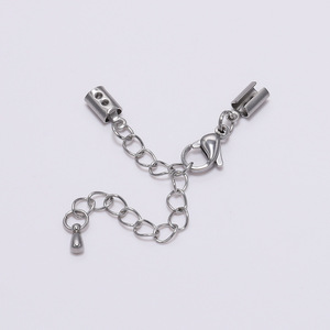 Chaîne d'extension en acier inoxydable avec fermoir mousqueton plaqué argent 925 pour la fabrication de bracelets, accessoire de bijouterie DIY - Product Image 3
