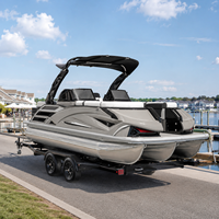 Bateau ponton en aluminium soudé de 22 pieds, 12 places, avec salon avant, arche électrique, console LCD, certifié CE, pour la pêche et les centres de villégiature