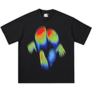 T-shirt graphique à vision thermique Bek, surdimensionné, pour homme, streetwear, col rond, manches courtes, 100% coton jersey, logo imprimé sur le devant - Product Image 1
