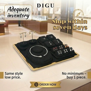 DIGU [Envío en 7 Días, MOQ: 1 Pieza] Expositor de Joyería de Microfibra Negra con Anillo, Accesorios de Exhibición para Mostrador de Tienda Minorista - Product Image 1