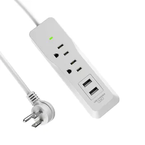 cETL listed 16 gauge power strip 2 outlets 2 USB-A/A+C ports 6FT universal AC socket extension cord with indicator light