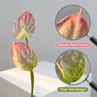 Fleur artificielle Anthurium rouge en gel souple A8 Real Touch pour les centres de table de mariage et les arrangements floraux de décoration intérieure
