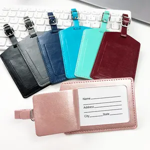 Multi Color Shine Light Color Faux Name Id Baggage Protect PU Leather Luggage Tag For Travel