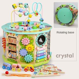 Boîte à trésors en bois multifonctionnelle en cristal, cube d'activités Montessori, labyrinthe de perles éducatif, jouet d'éveil pour les enfants de 3 à 5 ans - Product Image 4