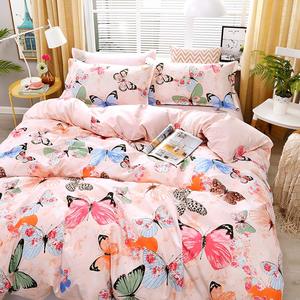 Simple 4 pièces motif papillon imprimé polyester brossé <span class=keywords><strong>drap</strong></span> <span class=keywords><strong>housse</strong></span> de couette et taie d'oreiller ensemble pour un usage domestique - Product Image 1