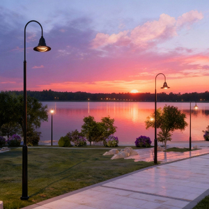 Lampadaires de jardin LED décoratifs modernes, AC IP65, contrôle Dali, à intensité variable, garantie 5 ans, lampadaires en aluminium pour extérieur, CE - Product Image 5