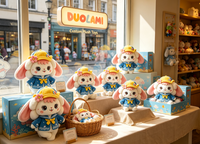 Jouets en peluche personnalisés, lapin marin doux avec chapeau jaune pour les cadeaux d'enfants, promotions de vacances, jouets en peluche personnalisés
