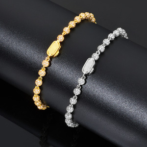 Exclusive Urban Streetwear GRA Moissanite Moon Cut Bead Bracelets S925 Silver 18K Gold Plated Invisible <b>Set</b> Rap Jewelry - Product Image 4
