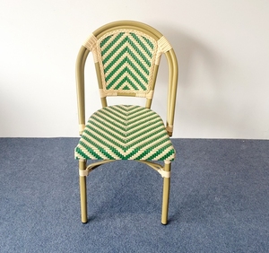 Chaise de salle à manger en <span class=keywords><strong>rotin</strong></span> de <span class=keywords><strong>bistrot</strong></span> en aluminium XY Best, chaises d'extérieur françaises pour café, restaurant, chaise et <span class=keywords><strong>table</strong></span> en osier de jardin populaires - Product Image 4