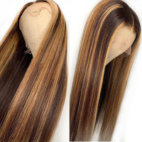 Peluca de Cabello Humano Virgen Indio al Por Mayor, Densidad 180%, con Frente de Encaje Completo HD, Encaje Transparente Natural