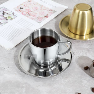 HIGHWIN 5.5 oz tazza da caffè in <span class=keywords><strong>acciaio</strong></span> inossidabile tazza da caffè isolata a doppia parete opzionale con o senza piattino - Product Image 3